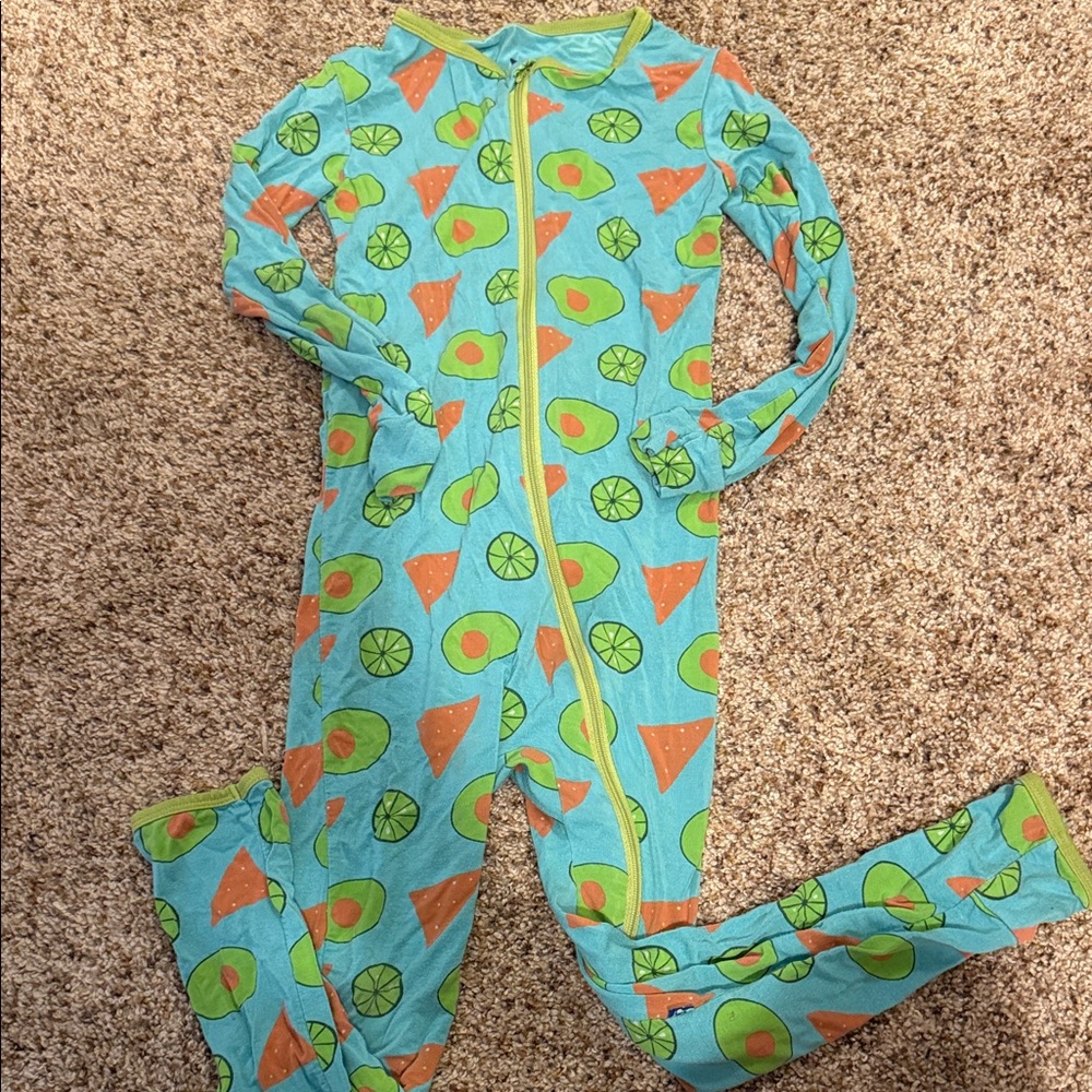 Kickee Pants Blue Chips & Guac Pattern Footie
